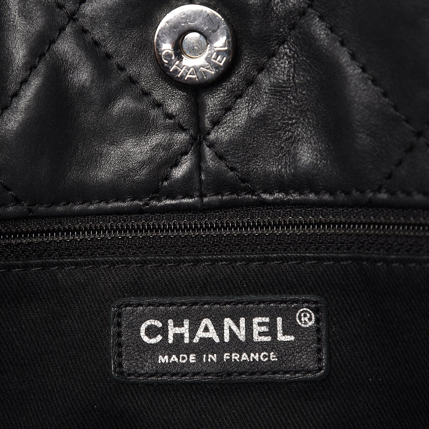 Lambskin Stitched Shopper Tote Black