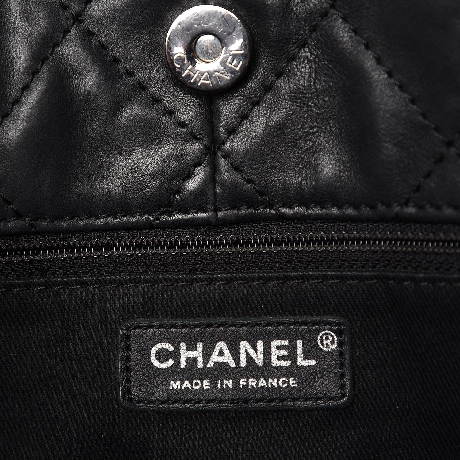 Chanel Lambskin Stitched Shopper Tote Black 5 of 10
