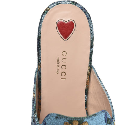 Gucci Iridescent Brocade Womens Princetown Slippers 38.5 Azure Multicolor Oro 7 of 9