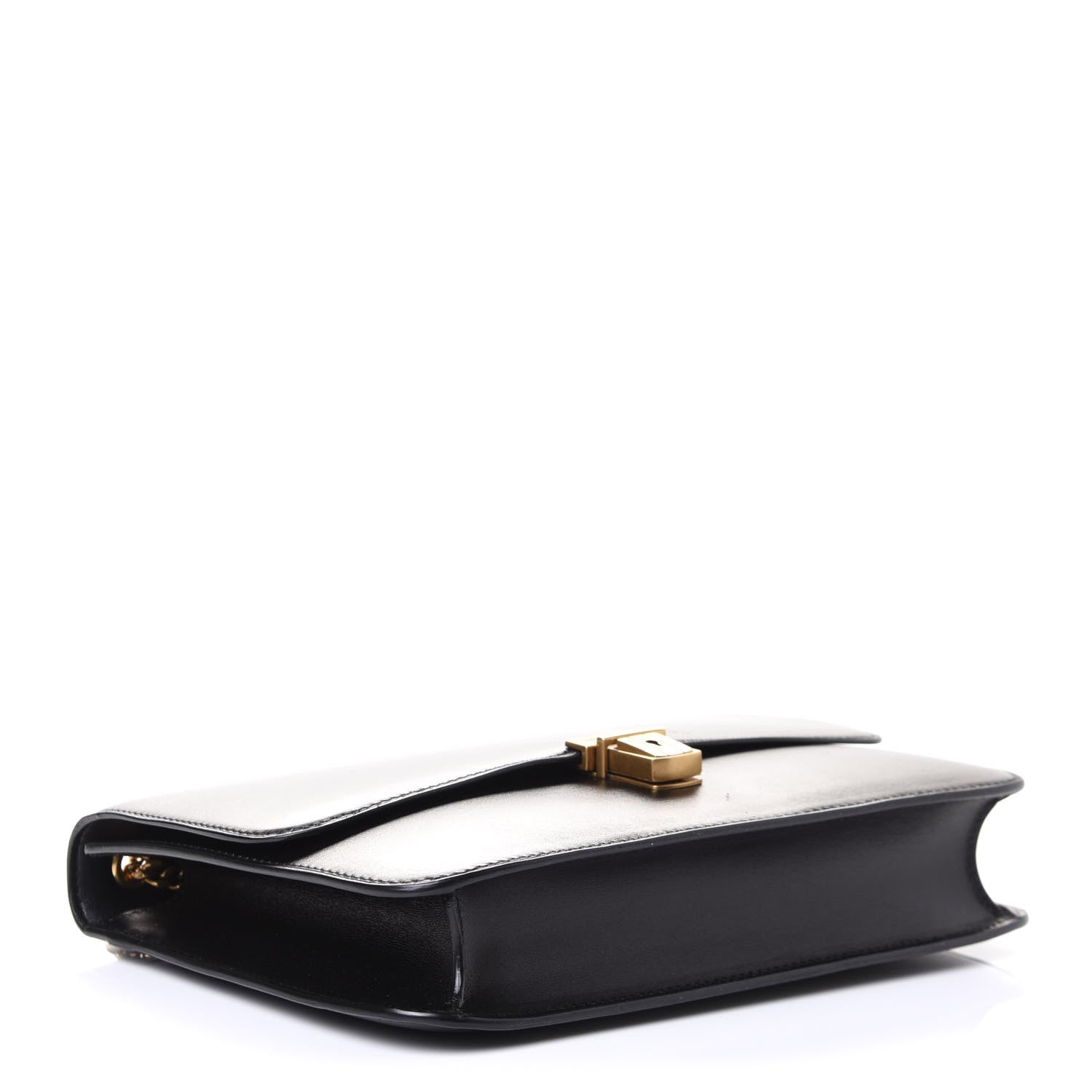 Saint Laurent Box Calfskin Tuc Chain Shoulder Bag Black 4 of 6