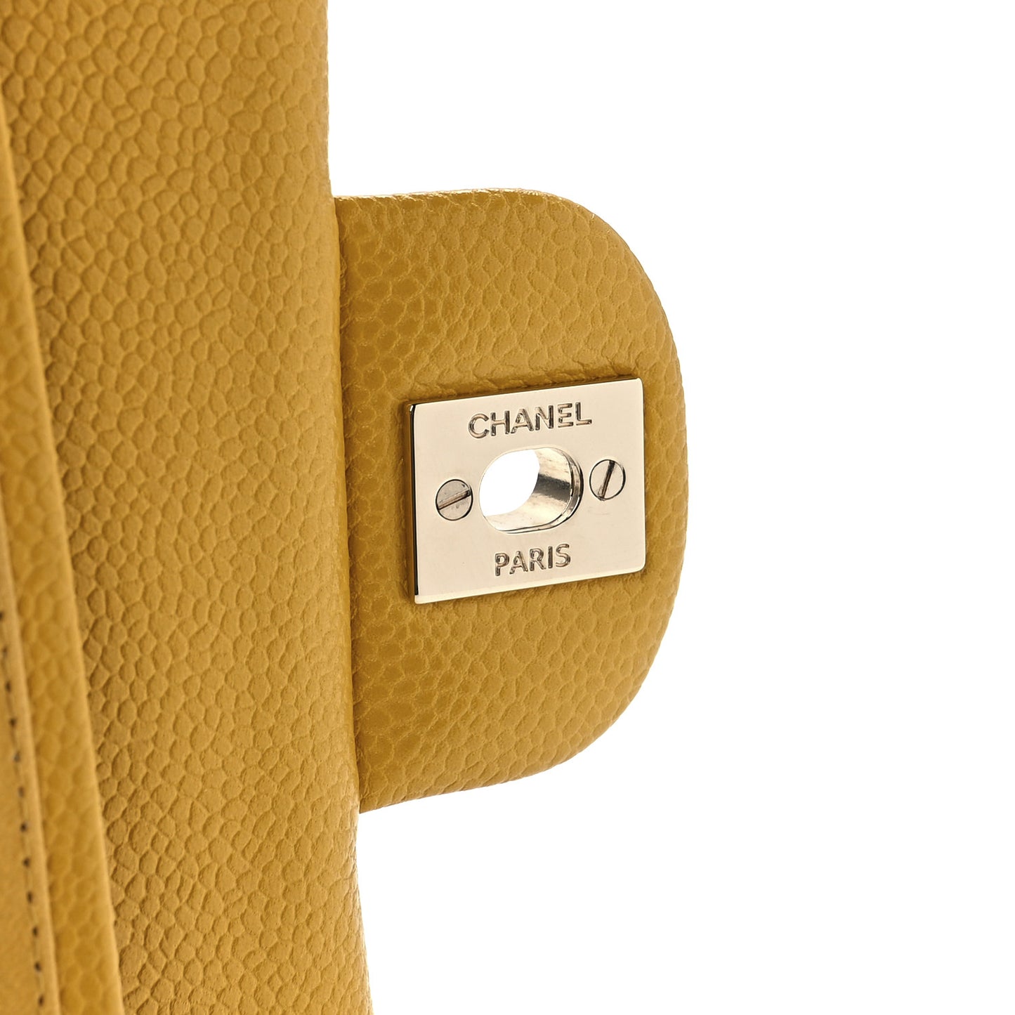 Caviar Quilted Medium Double Flap Yellow