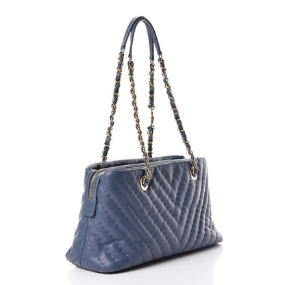 Chanel Calfskin Chevron Quilted Surpique Tote Blue 3 of 15