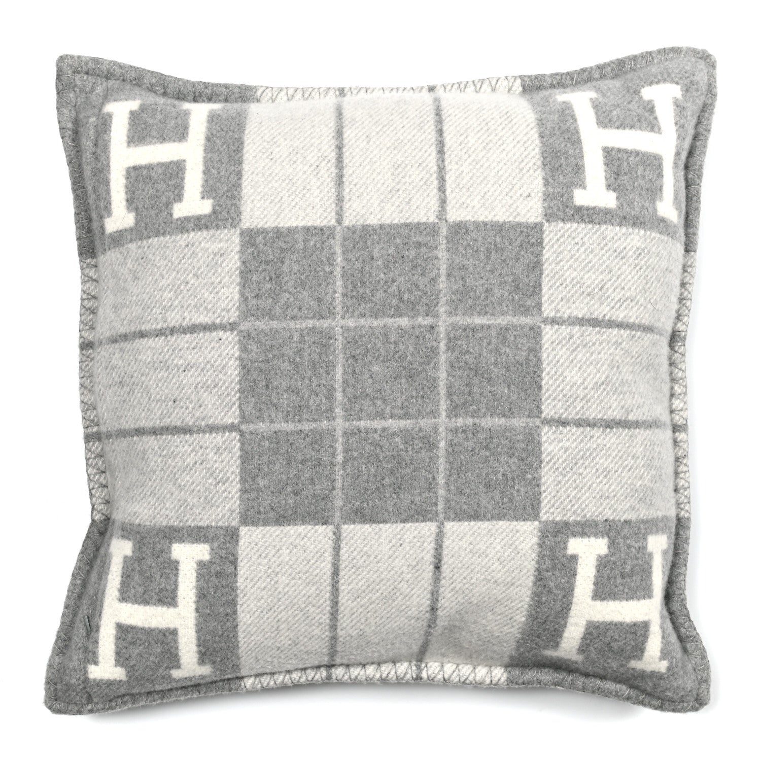 Hermes Wool Cashmere Avalon III Pillow PM Ecru Gris Clair 1 of 3