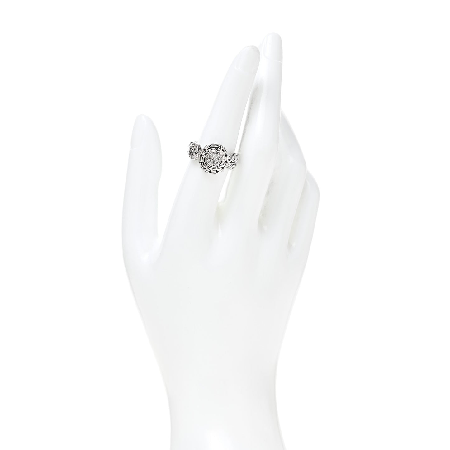 Sterling Silver Diamond Small Circle Contour Ring 54 7