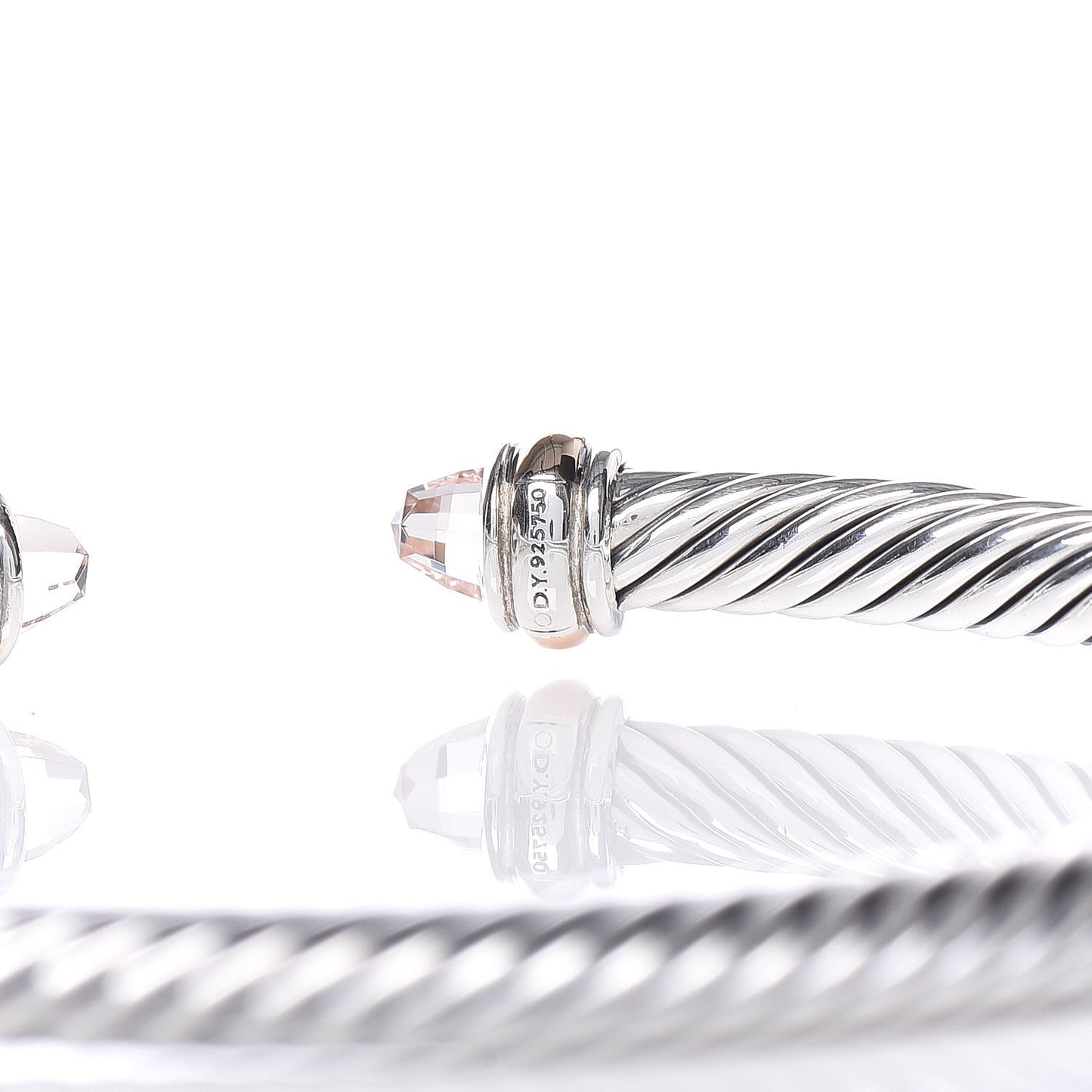 Sterling Silver 18K Rose Gold Morganite 4mm Cable Classics Bracelet