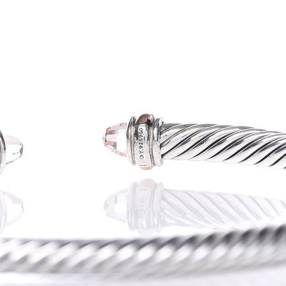 David Yurman Sterling Silver 18K Rose Gold Morganite 4mm Cable Classics Bracelet 4 of 5
