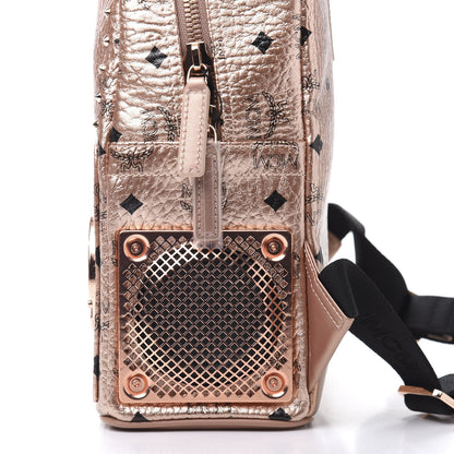 MCM Metallic X Wizpak Visetos Studded Sound System Speaker Backpack Champagne Gold 11 of 14