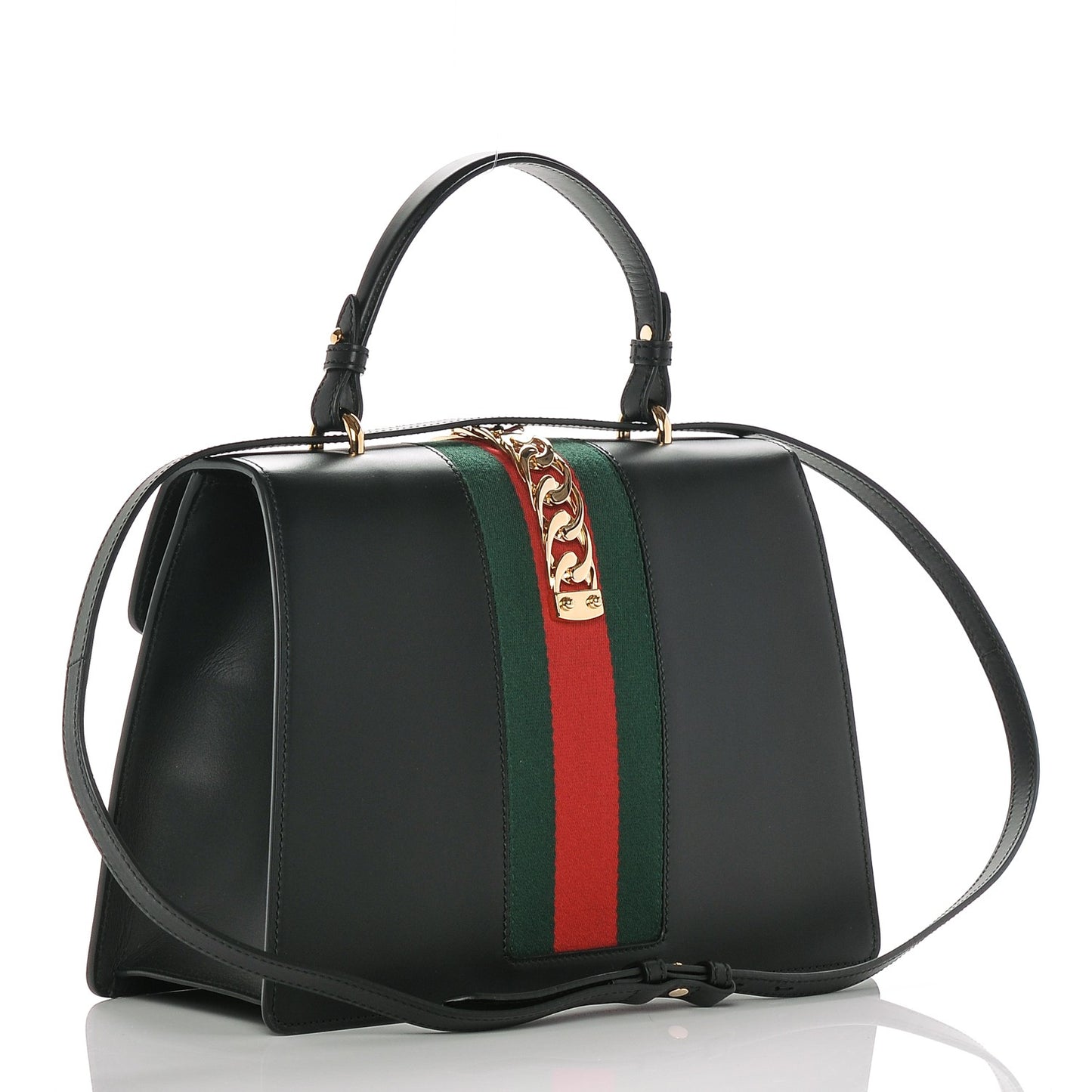 Calfskin Medium Sylvie Top Handle Bag Black