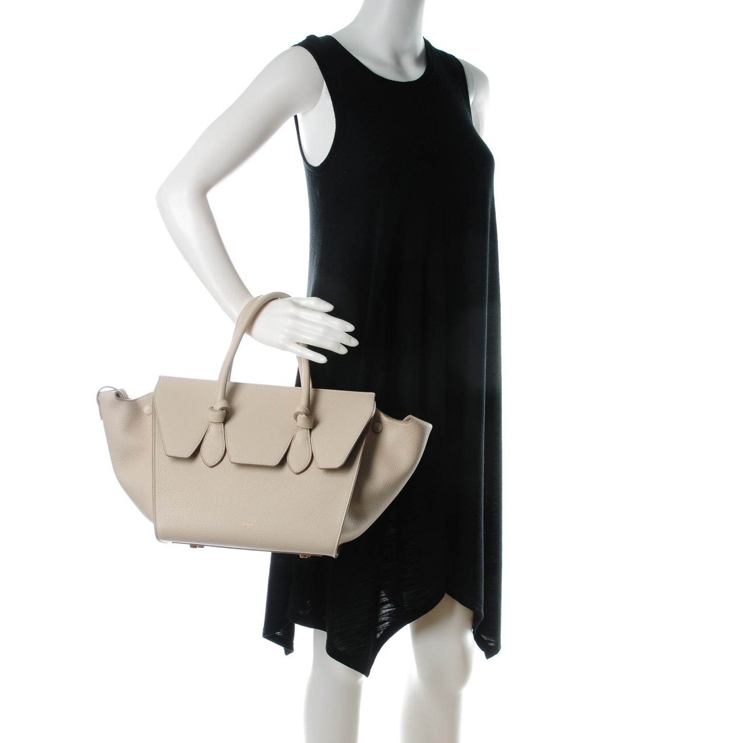 Crisped Calfskin Mini Tie Knot Tote Light Taupe