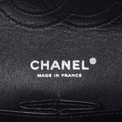 Chanel Lambskin Quilted Medium Double Flap Black Turquoise 7 of 13