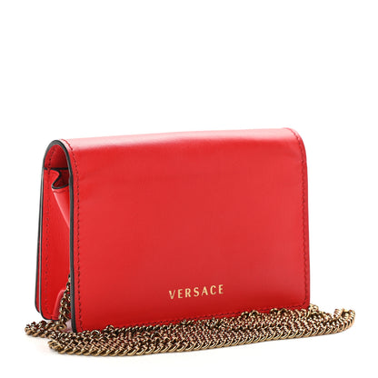 Versace Vitello Mini Virtus Chain Clutch Red 3 of 8