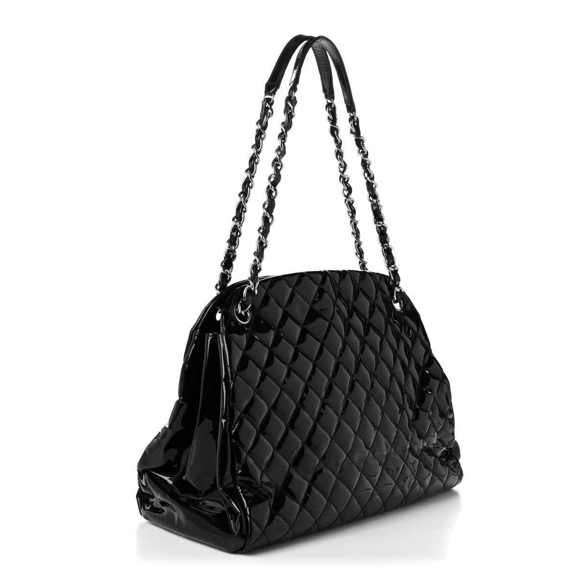 Chanel Patent Quilted Large Just Mademoiselle Bowling Bag Black 3 of 10