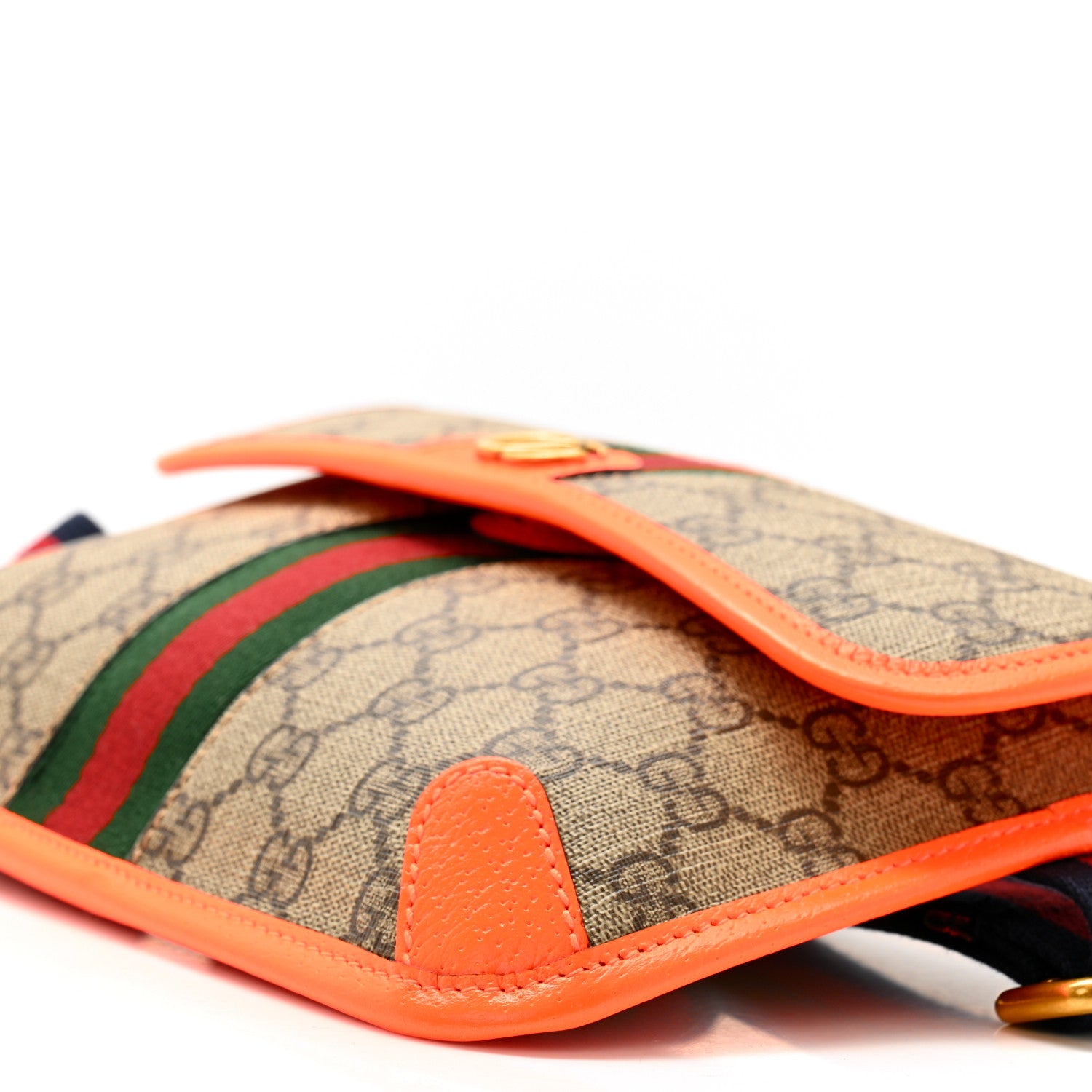Gucci GG Supreme Monogram Web Small Ophidia Belt Bag Beige Ebony Orange Fluo 9 of 9