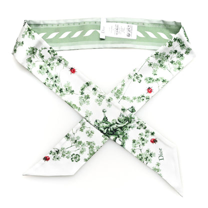 Christian Dior Silk Toile de Jouy Clover Mitzah Scarf Green White 1 of 4
