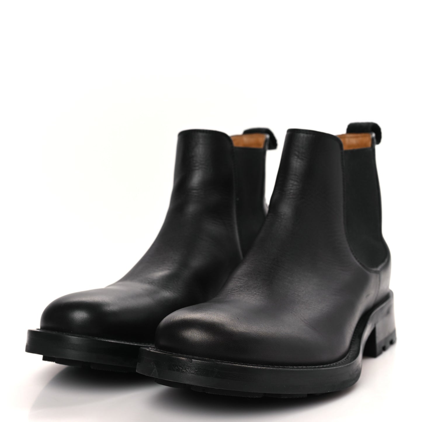 Calfskin Mens Roman Stud Chelsea Ankle Boots 39.5 Black