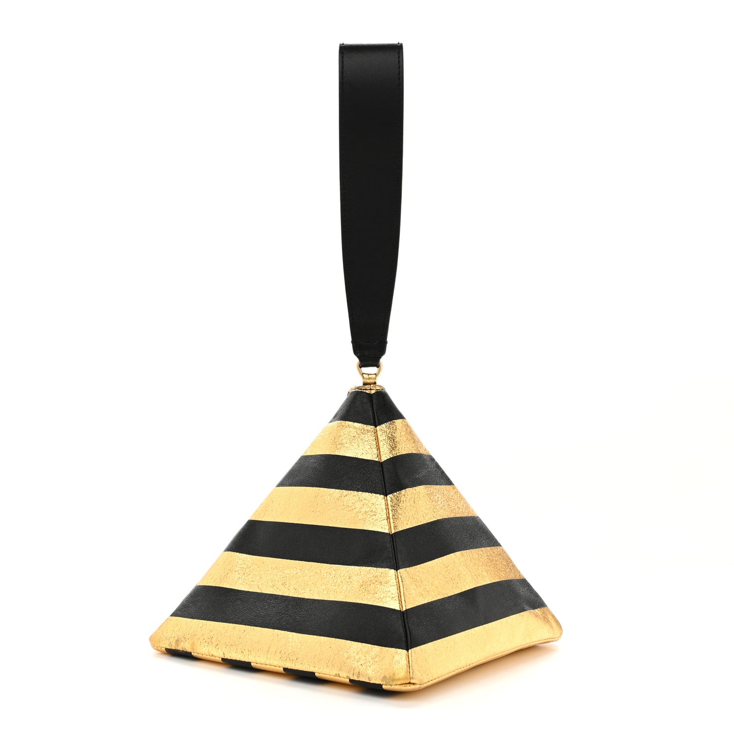 Metallic Lambskin CC Kheops Pyramid Bag Gold Black