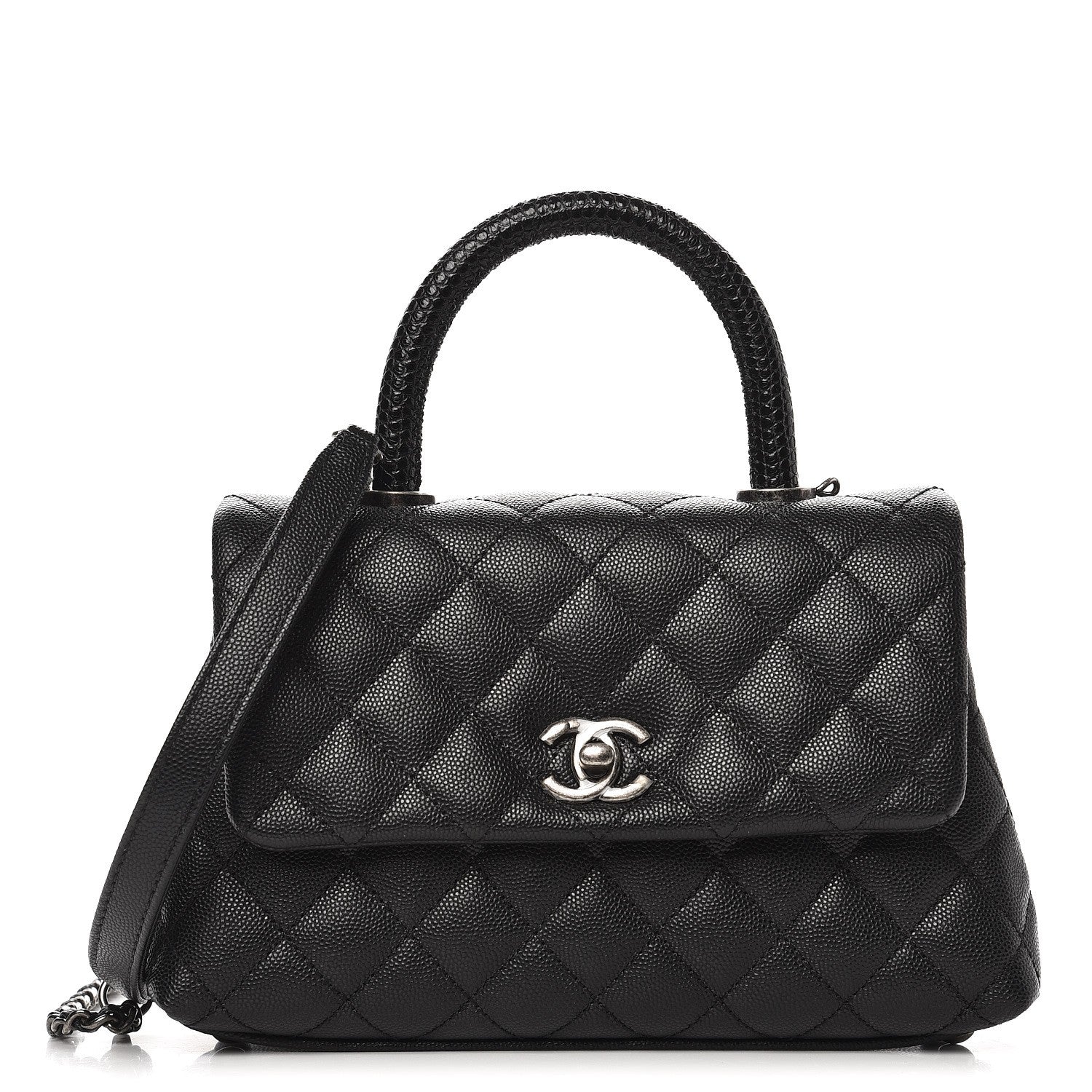 Chanel Caviar Lizard Quilted Mini Coco Handle Flap Black 1 of 7
