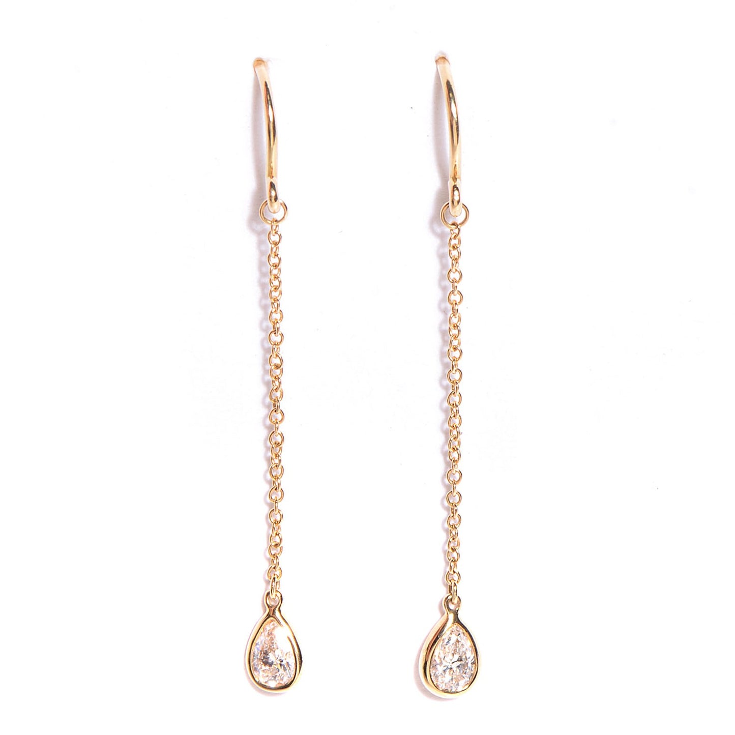18K Yellow Gold Elsa Peretti Diamonds by the Yard Pear Shape Drop Earrings