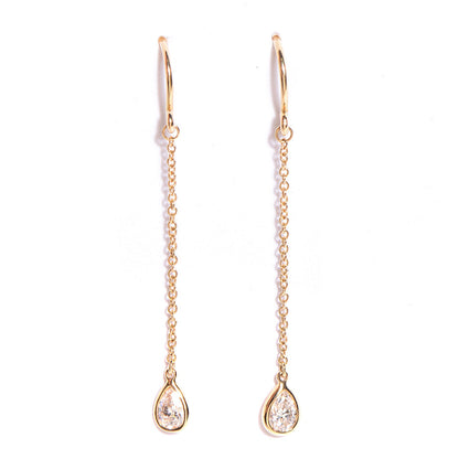 Tiffany 18K Yellow Gold Elsa Peretti Diamonds by the Yard Pear Shape Drop Earrings 1 of 5