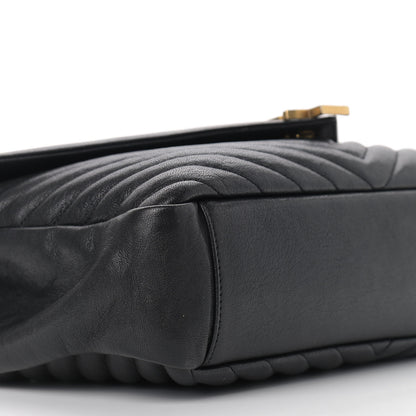 Saint Laurent Sheepskin Matelasse Chevron Monogram Large College Satchel Black 12 of 14
