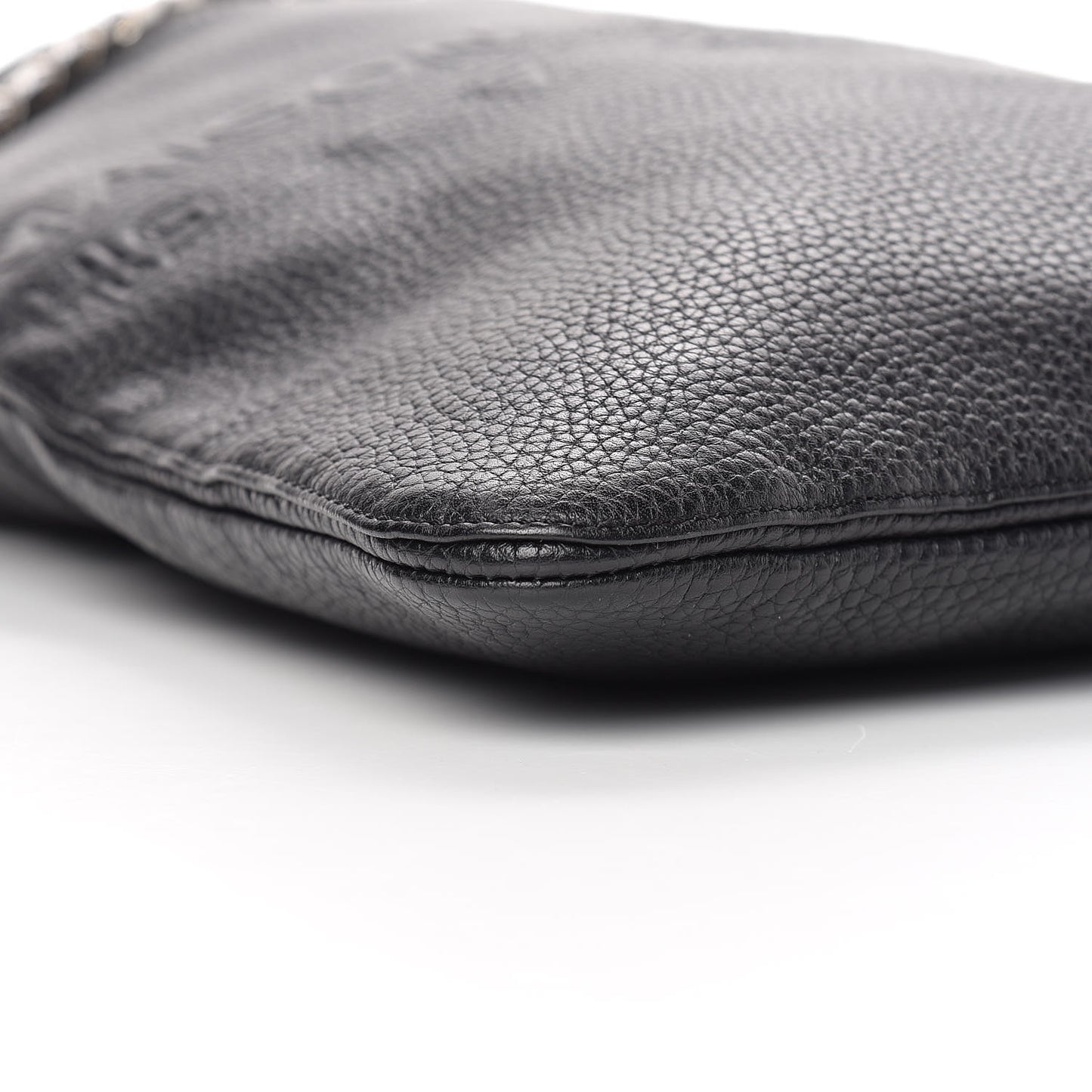 Pebbled Calfskin Large HDG Flat Tote Black