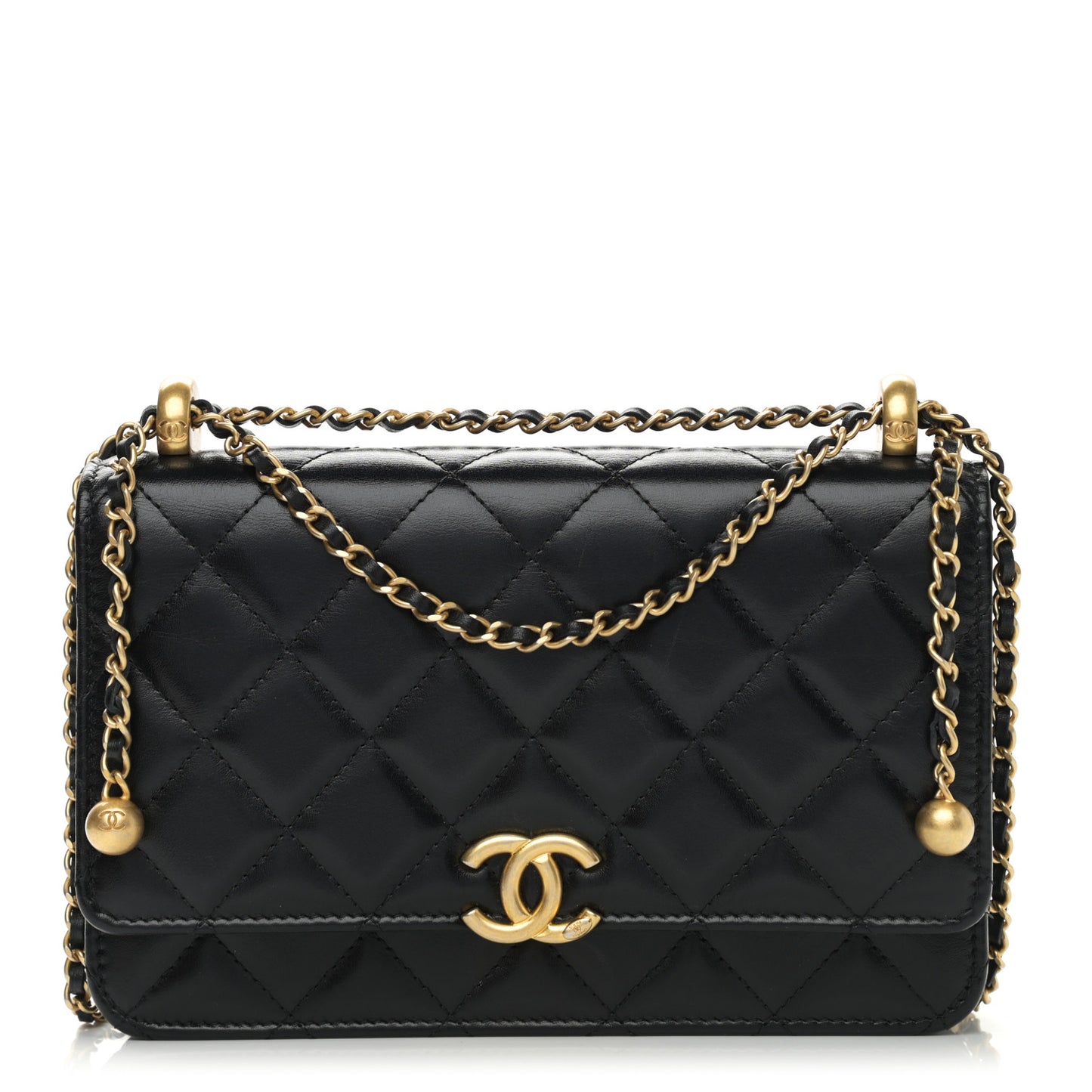 Calfskin Quilted Perfect Fit Wallet On Chain WOC Black