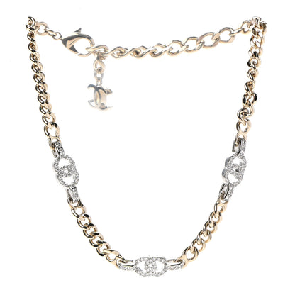 Chanel Crystal Chain CC Link Choker Gold Silver 3 of 7