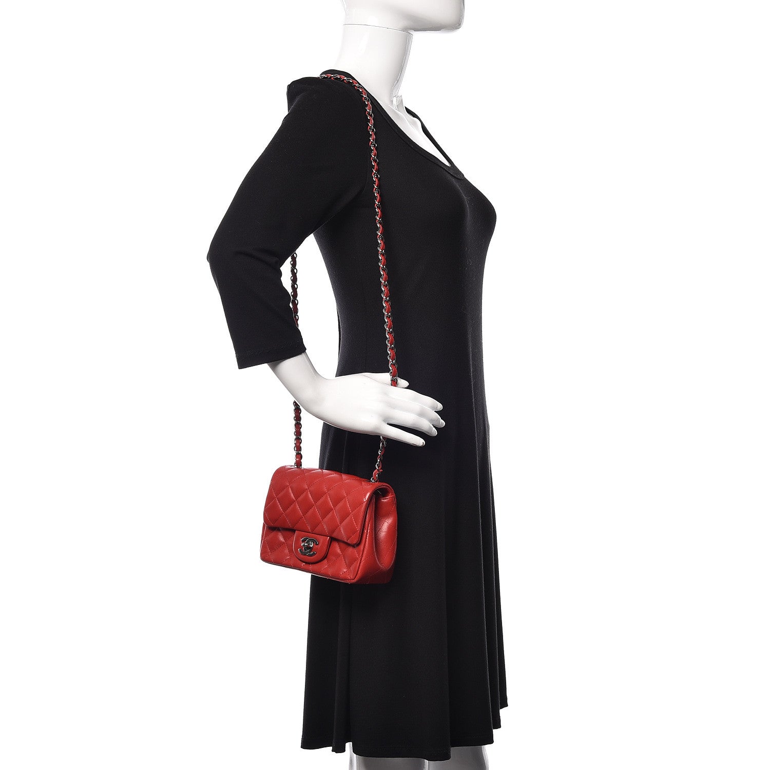 Chanel Lambskin Quilted Mini Square Flap Dark Red 1 of 11