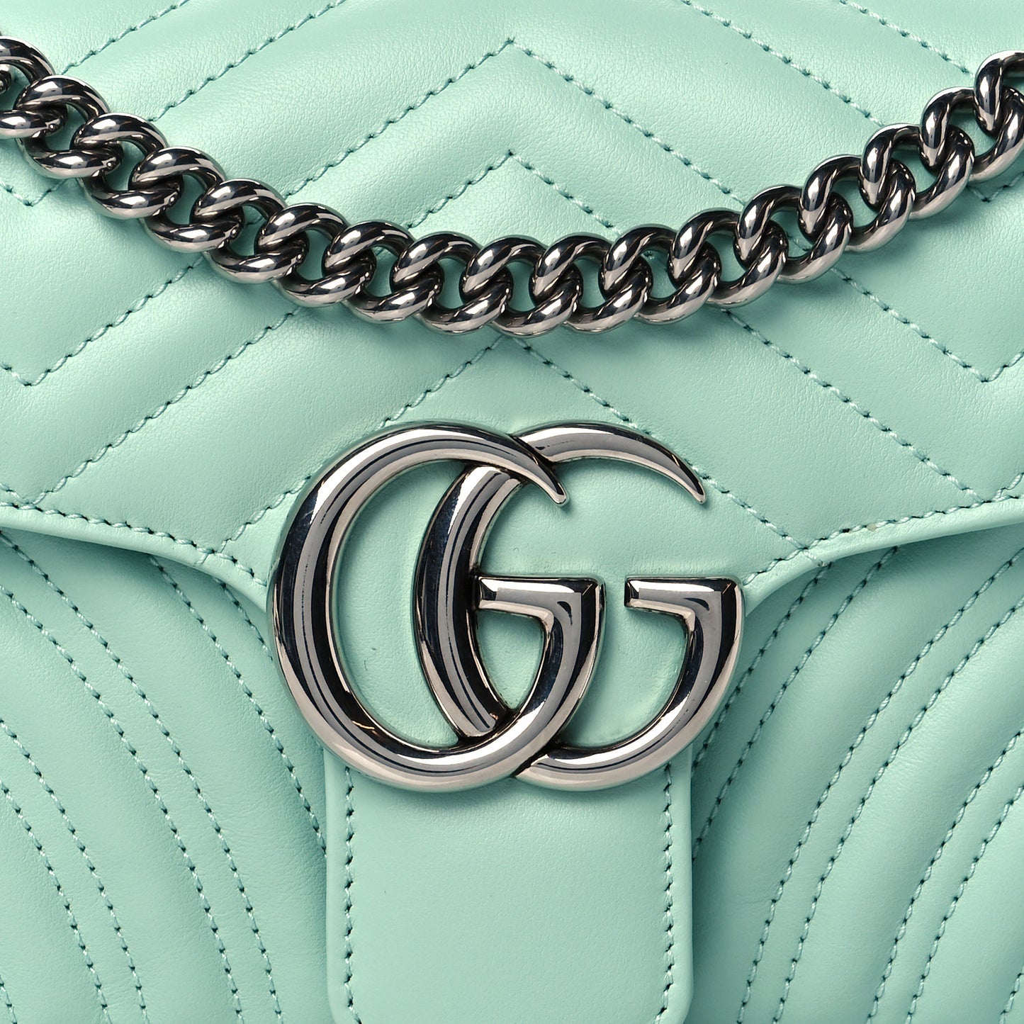 Calfskin Matelasse Small GG Marmont Shoulder Bag Water Green