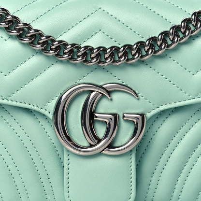 Gucci Calfskin Matelasse Small GG Marmont Shoulder Bag Water Green 9 of 11