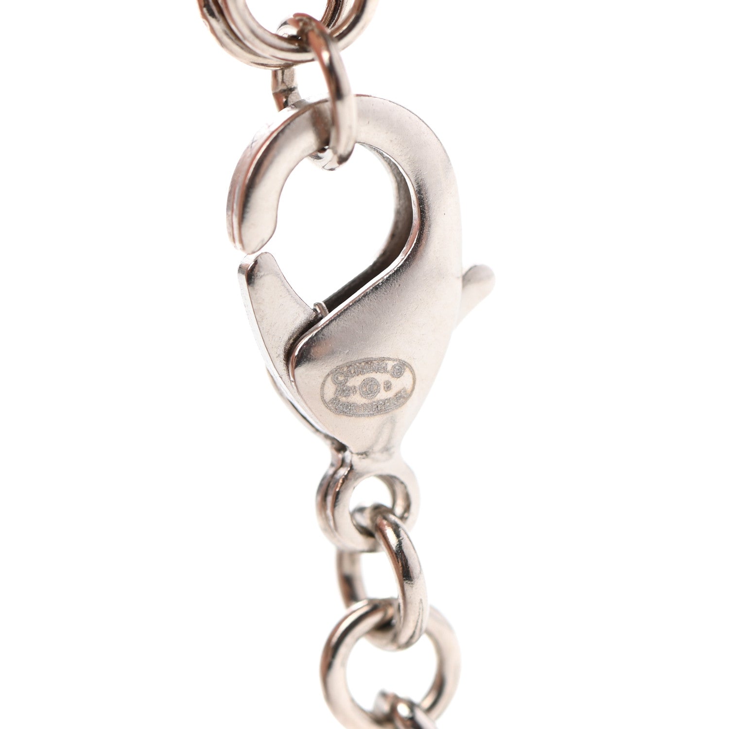 Chanel Metal Lambskin CC Chain Necklace Silver Black 5 of 6