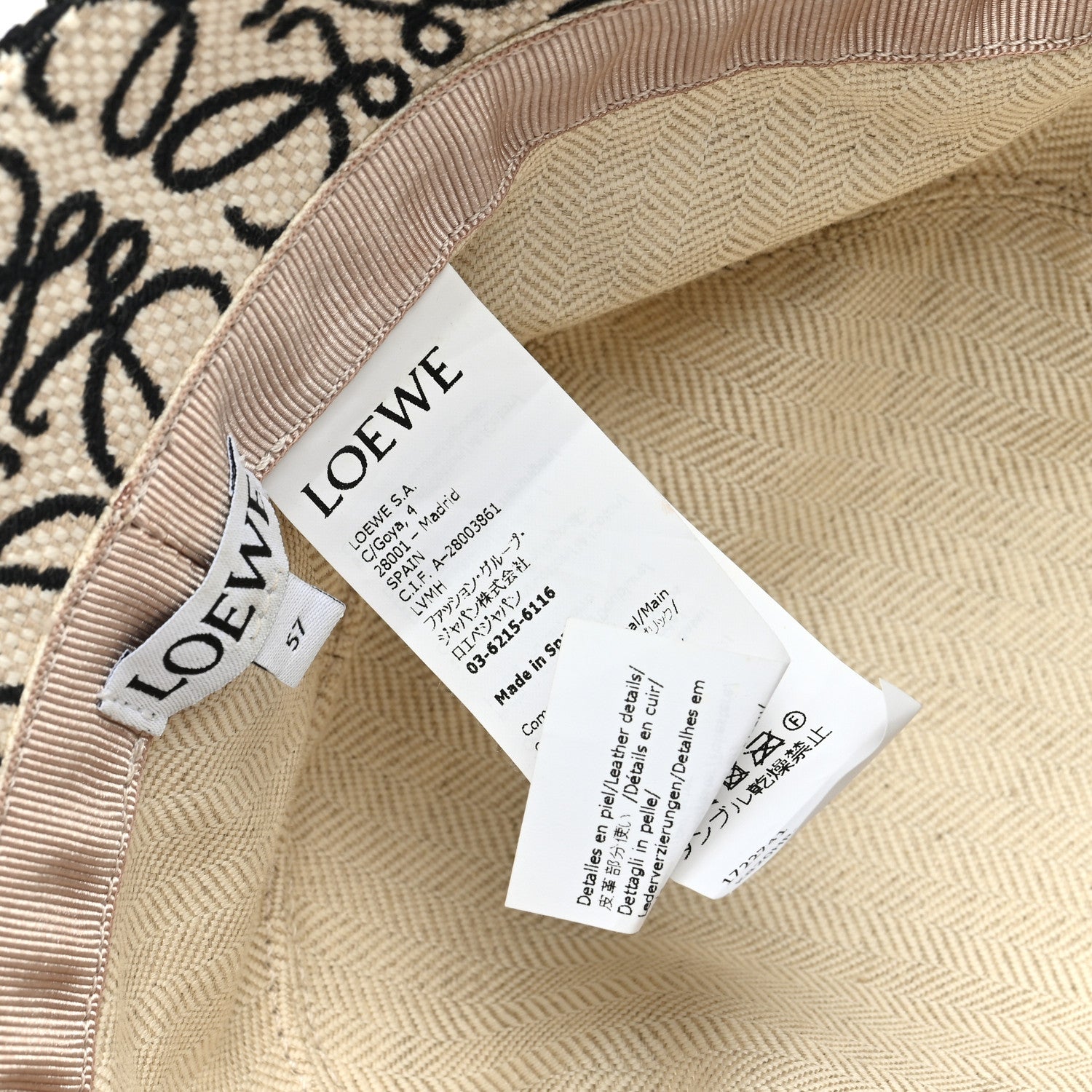 Loewe Jacquard Allover Anagram Bucket Hat Ecru 57 Black 8 of 8