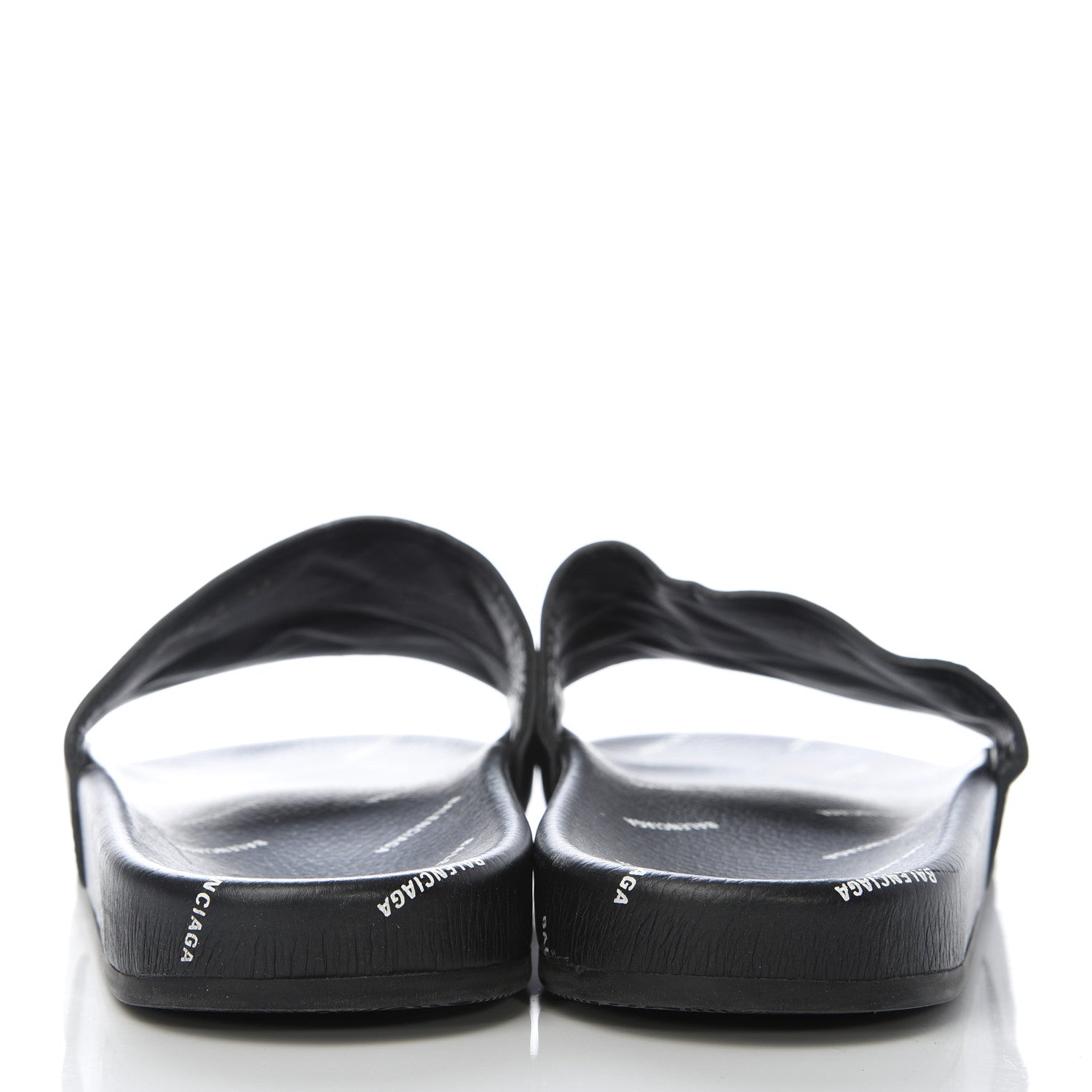 Balenciaga Nappa Allover Logo Embossed Mens Pool Slide Sandals 43 Black White 6 of 9