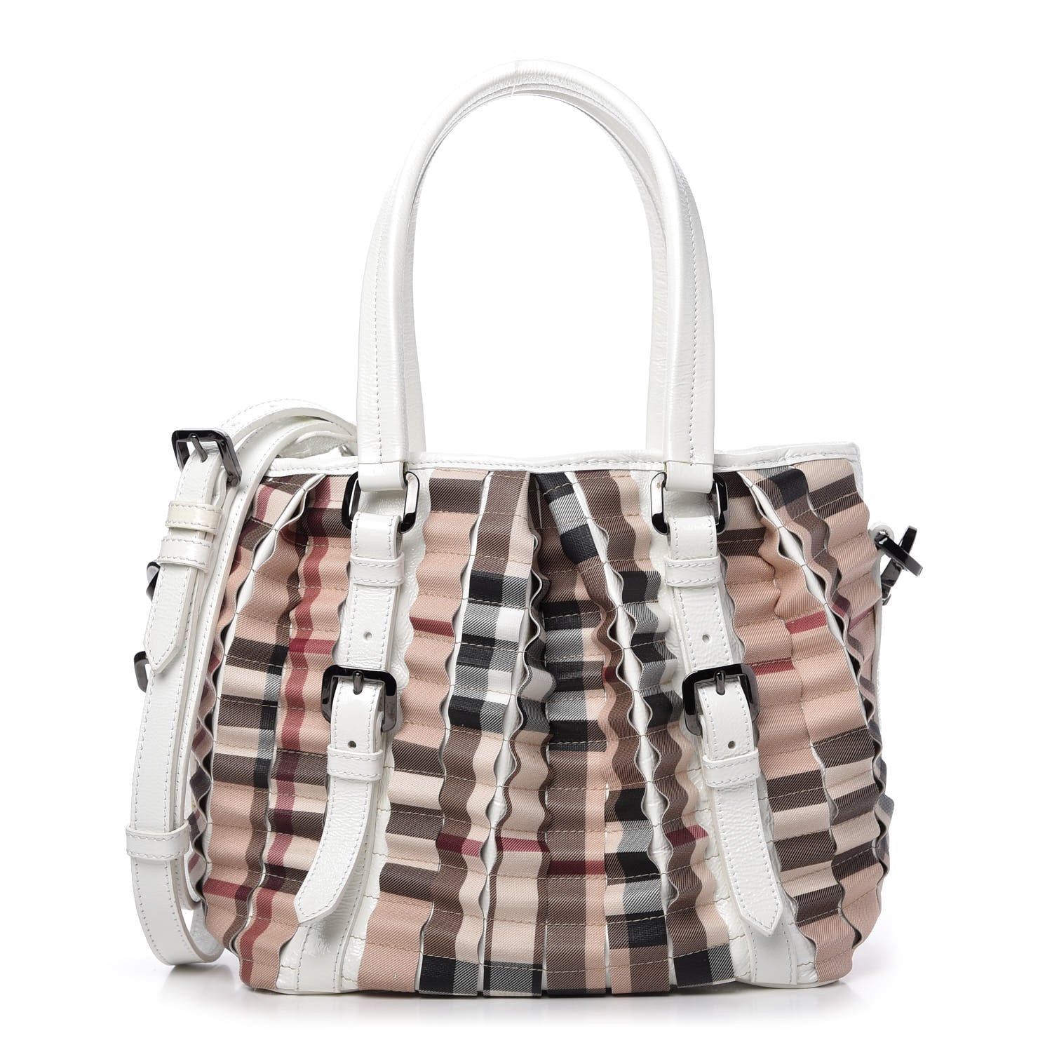 Burberry Patent House Check Ruffled Small Lowry White 1 of 11