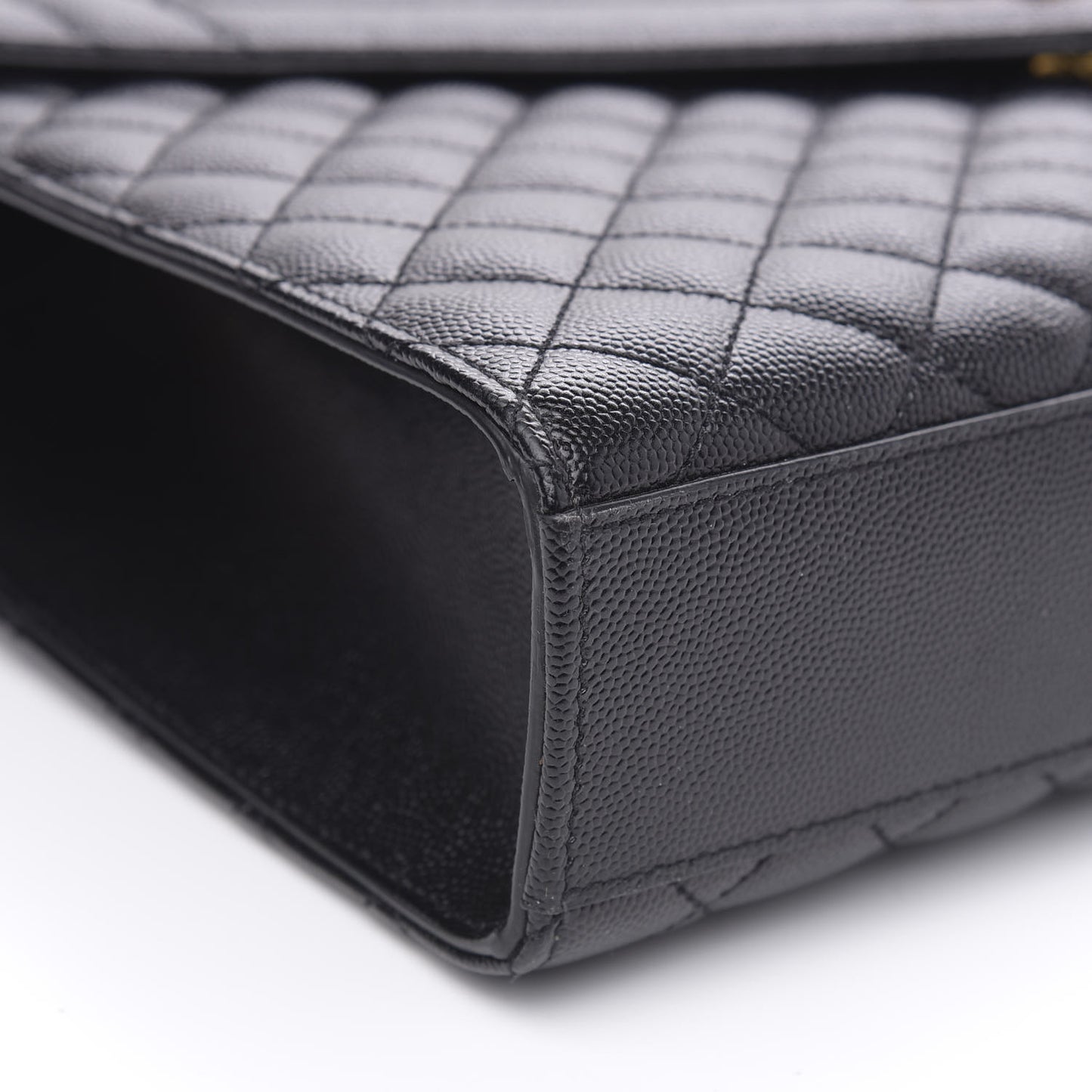 Grain De Poudre Textured Mixed Matelasse Large Triquilt Monogram Satchel Black