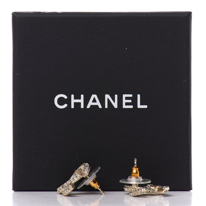 Chanel Crystal Timeless CC Earrings Light Gold 4 of 4