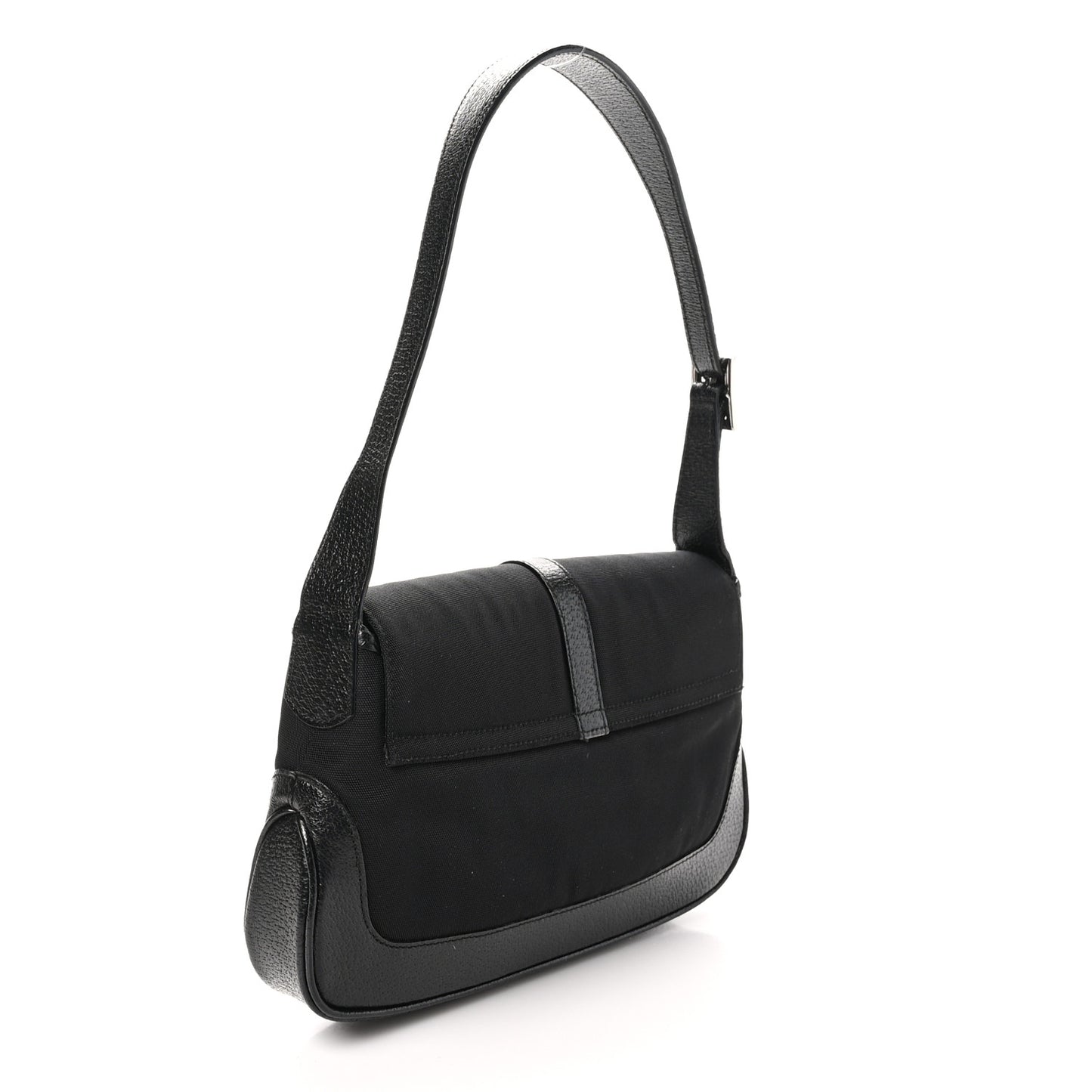 Canvas Textured Dollar Calfskin Small Jackie O Hobo Black
