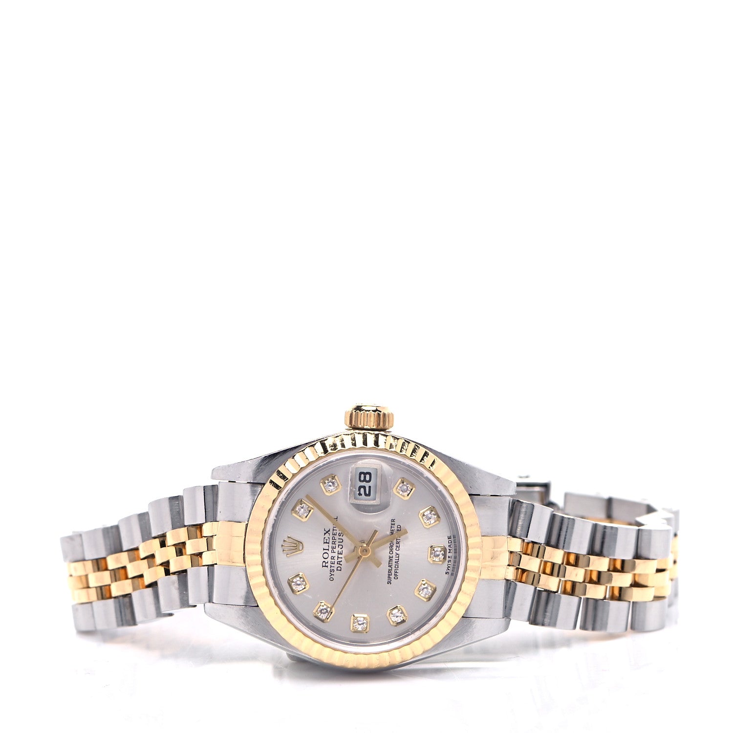 Rolex Stainless Steel 18K Yellow Gold Diamond 26mm Oyster Perpetual Datejust Watch Silver 79173 2 of 5