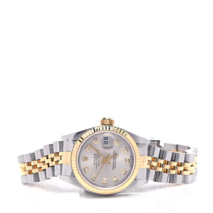 Rolex Stainless Steel 18K Yellow Gold Diamond 26mm Oyster Perpetual Datejust Watch Silver 79173 2 of 5