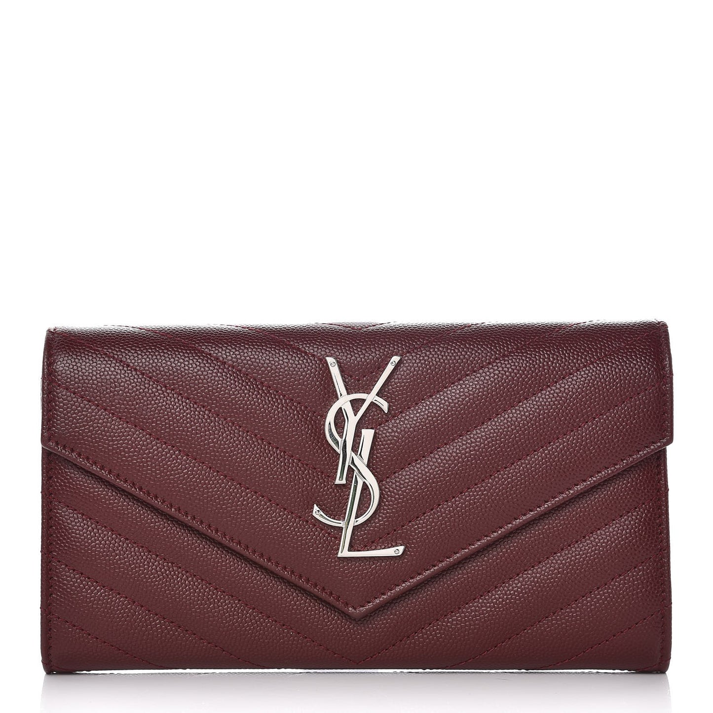 Grain De Poudre Matelasse Chevron Monogram Flap Wallet Palissandre