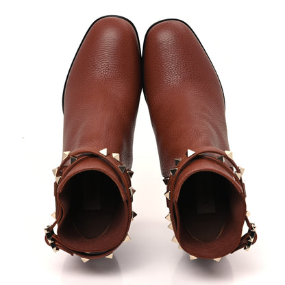 Valentino Garavani Grainy Calfskin Rockstud Chelsea 90mm Ankle Boots 39.5 Bright Cognac 2 of 10