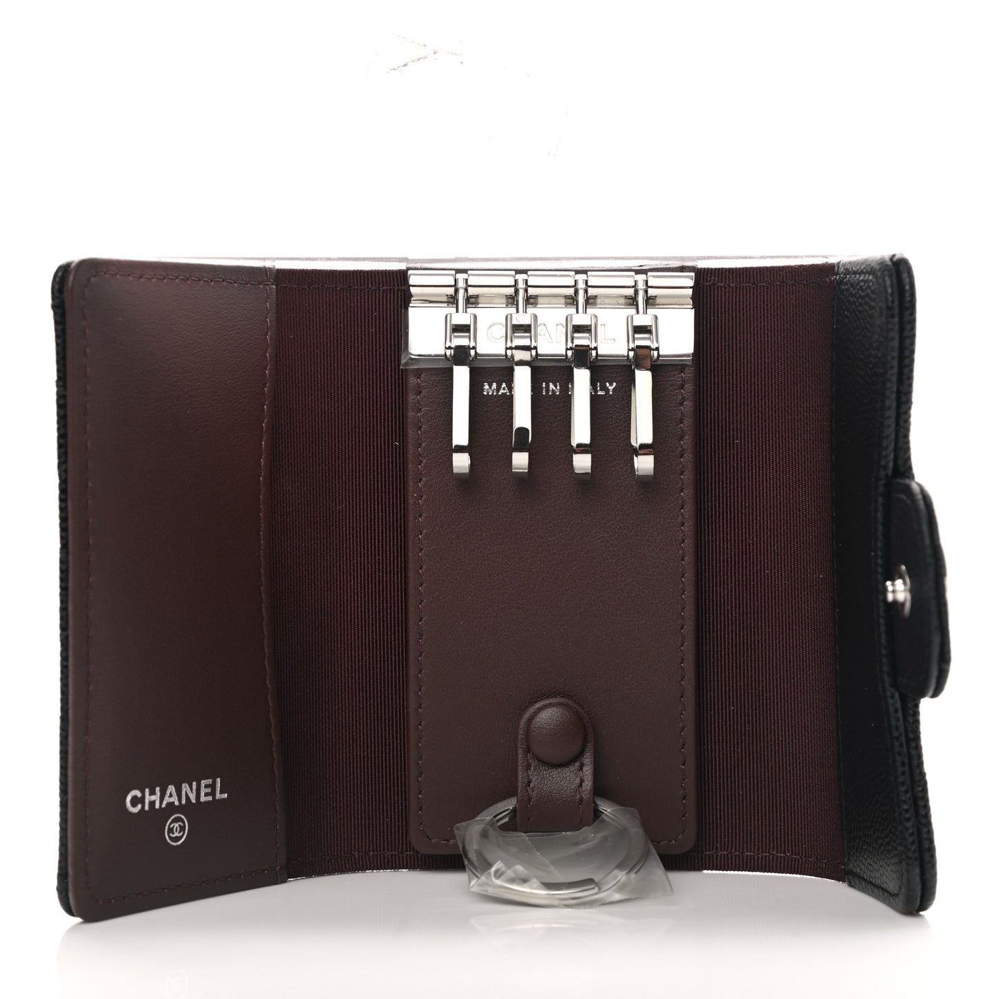 Caviar Quilted Classic 4 Key Holder Wallet Black