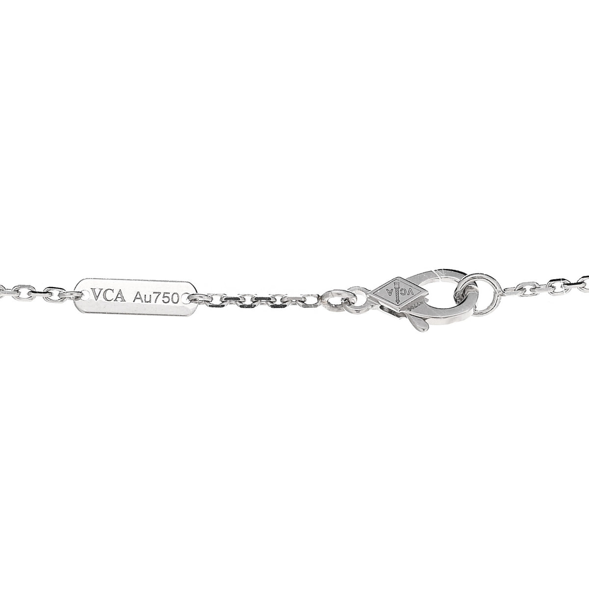 18K White Rose Gold Diamond Guilloche Vintage Alhambra Pendant Necklace