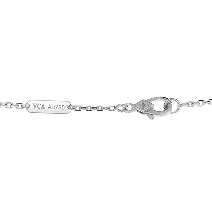 Van Cleef & Arpels 18K White Rose Gold Diamond Guilloche Vintage Alhambra Pendant Necklace 4 of 6