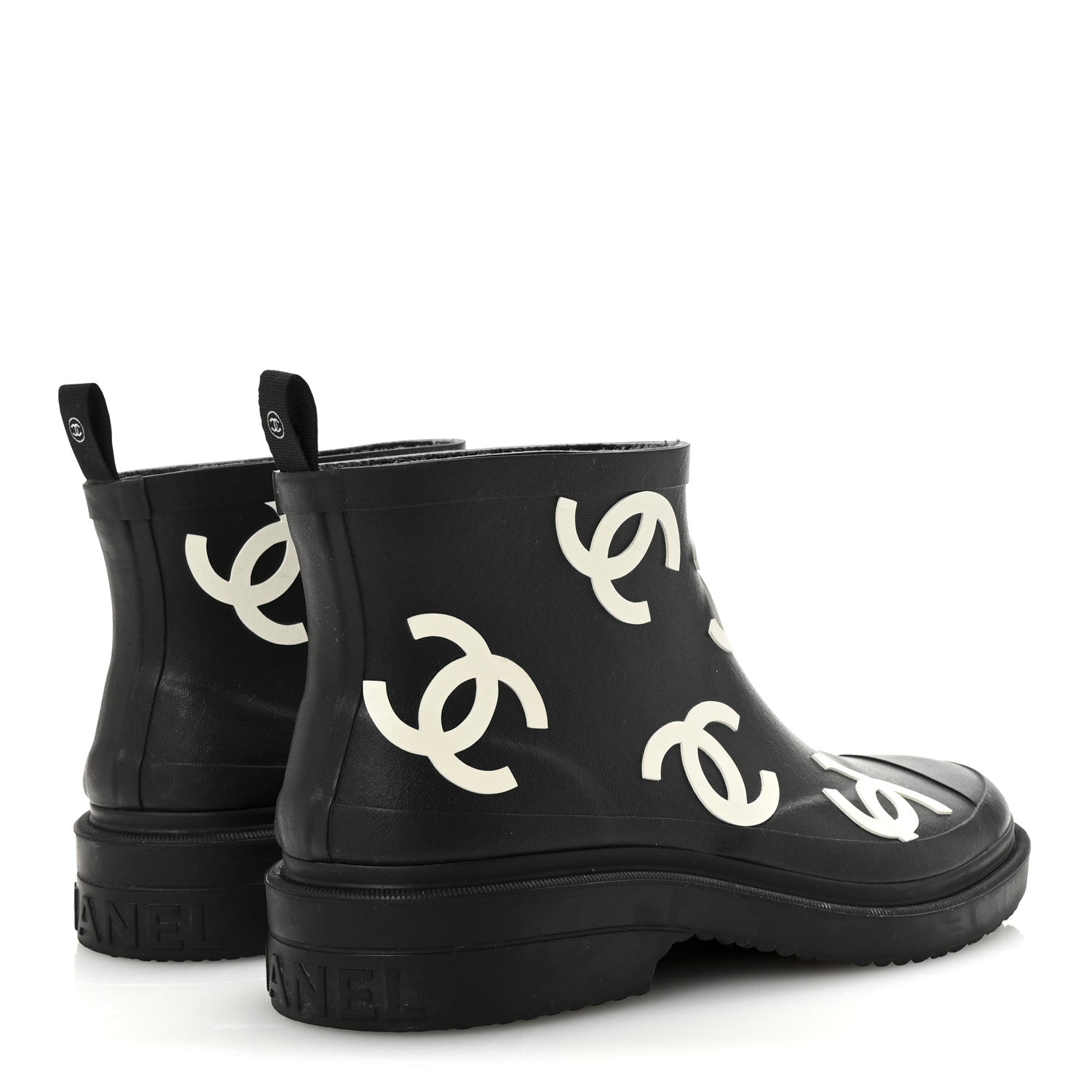 Chanel Rubber CC Print Boots 39 Black 5 of 9
