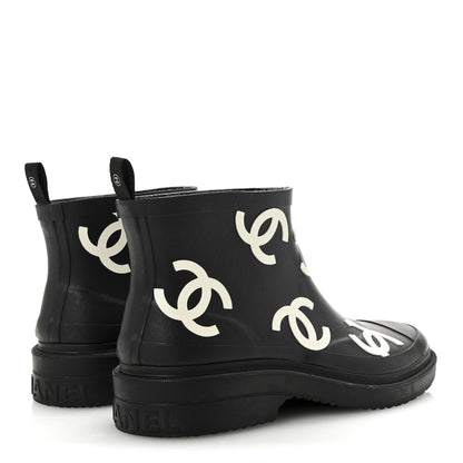 Chanel Rubber CC Print Boots 39 Black 5 of 9