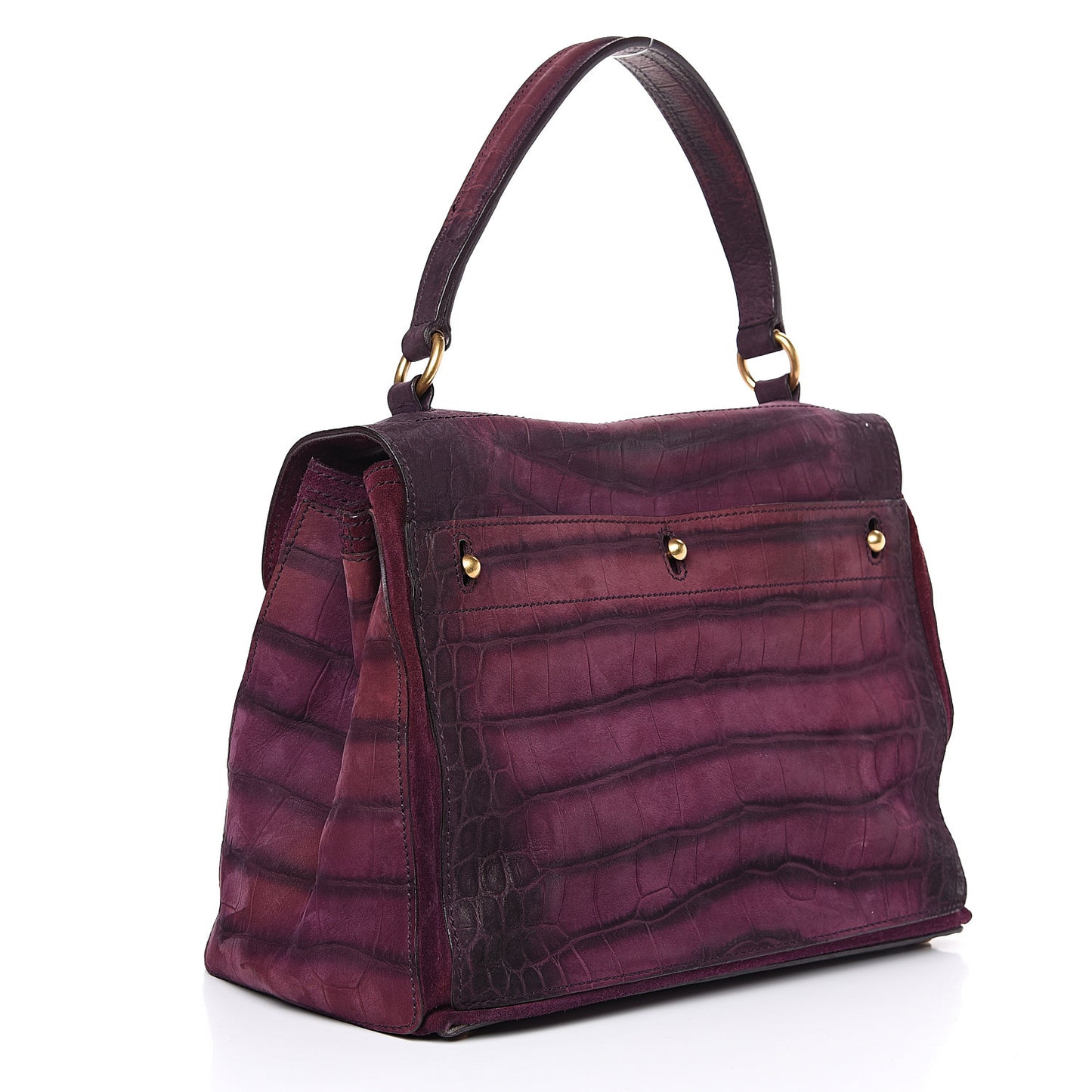 Crocodile Embossed Nubuck Calfskin Medium Muse Two Purple