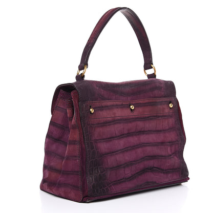 Saint Laurent Crocodile Embossed Nubuck Calfskin Medium Muse Two Purple 2 of 11