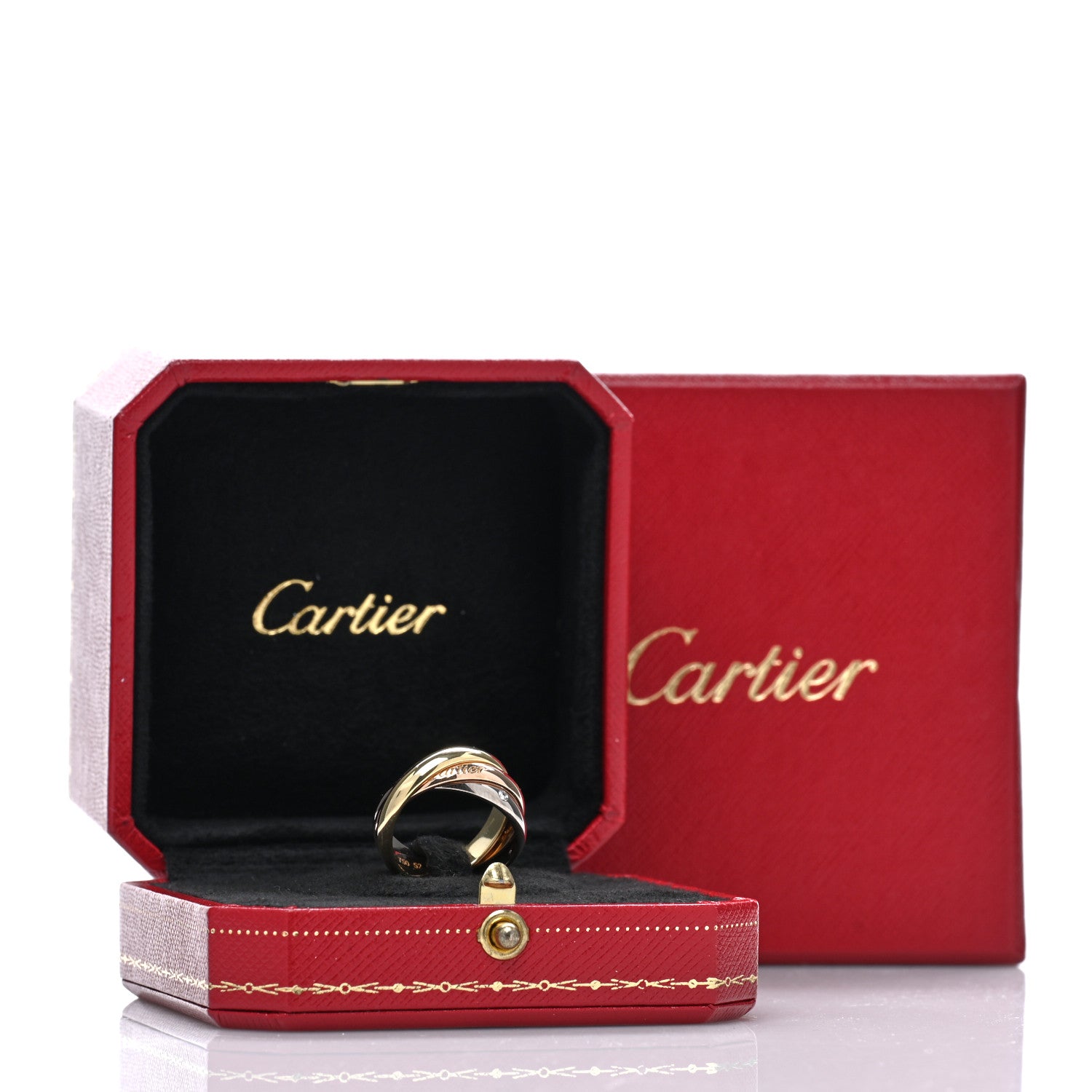 Cartier 18K Pink Yellow White Gold Diamond Trinity Ring 52 6 5 of 5