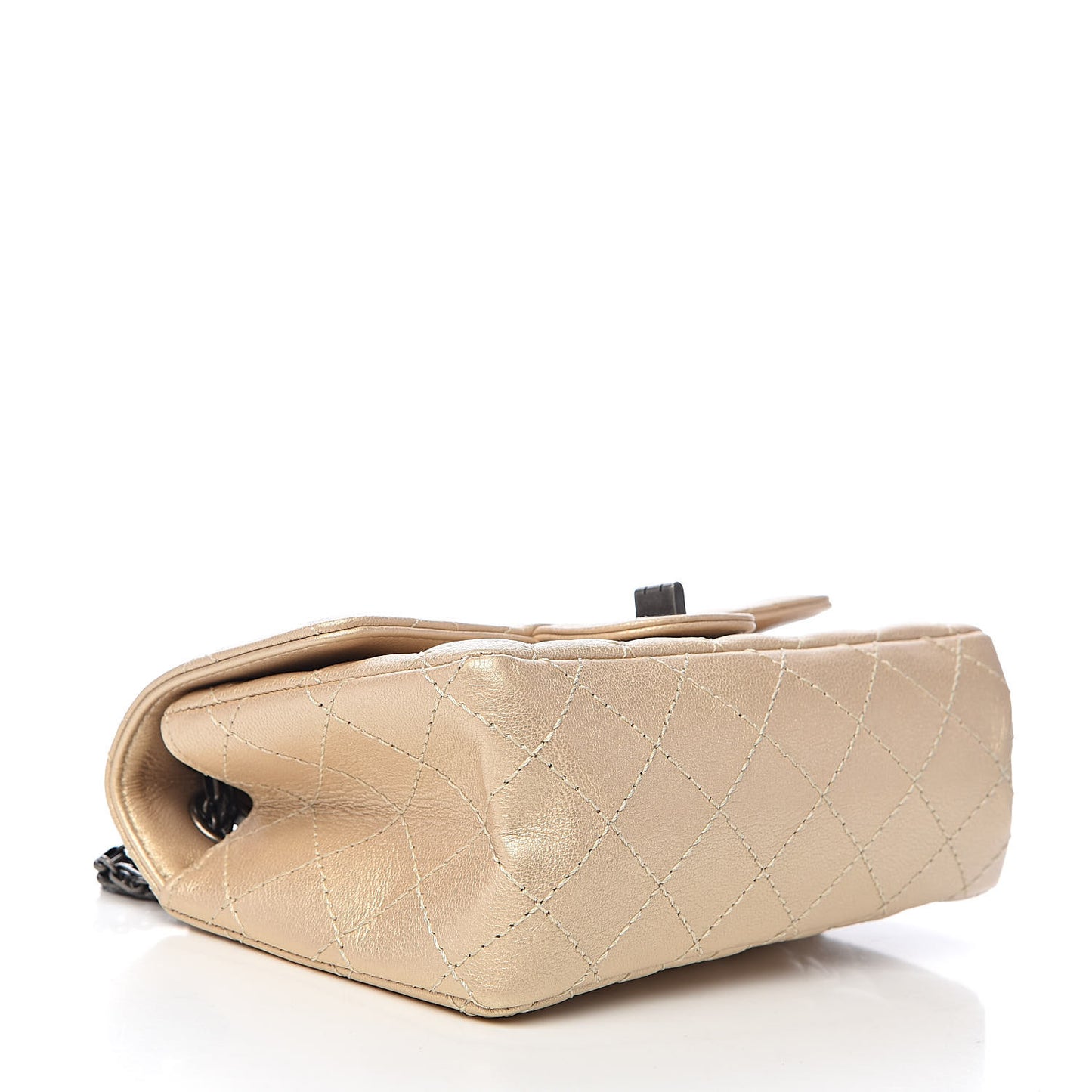 Metallic Sheepskin Quilted 2.55 Reissue Mini Flap Beige
